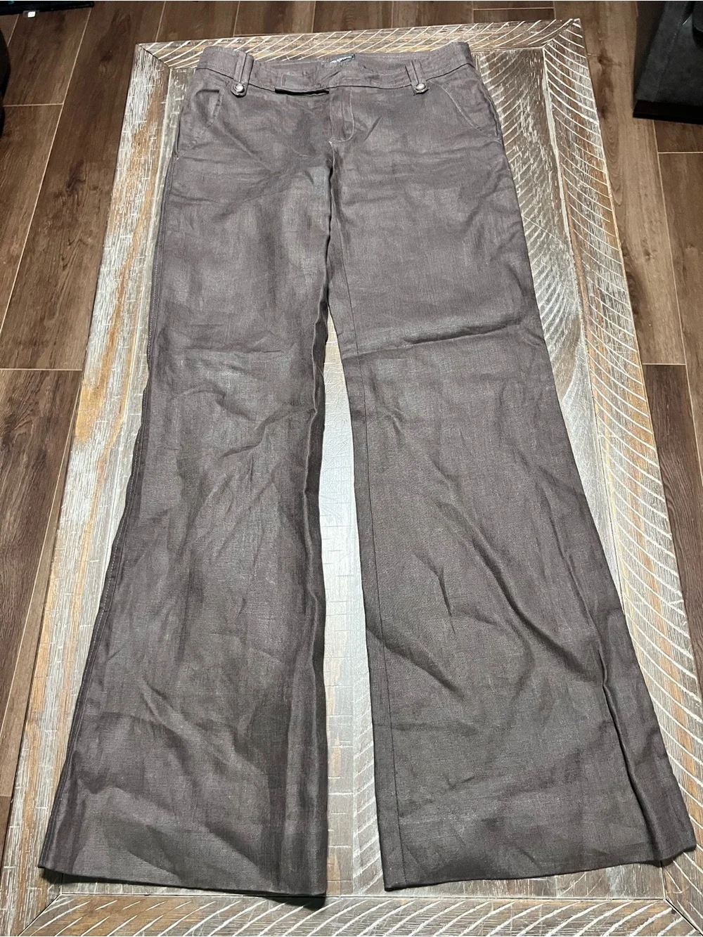 Banana Republic Ladies Dark Brown Retro Style Wide-Leg Linen Pants Size 4